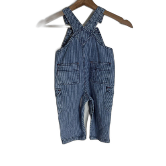 Thomas & Friends Overalls Infant Boys 12M Blue Hickory Stripe Denim Bib Snap Leg - Picture 6 of 9
